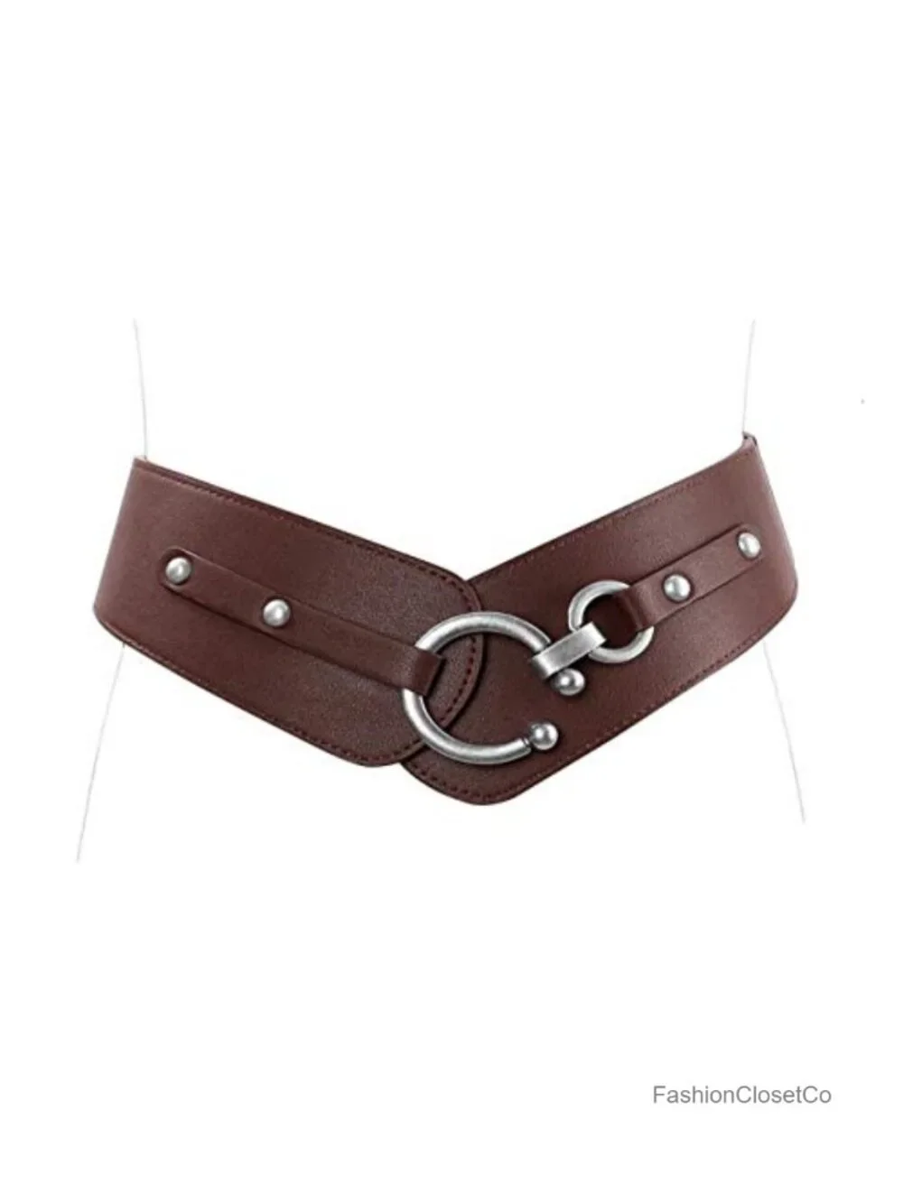Women's Stretchy Wide Elastic Belt Faux Leather Vintage Cinch Dress
